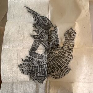 Intricate Black Thai Illustration on Handmade Paper